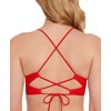 Salt + Cove Women's V-Neck Lace-Up-Back Midkini Top (Vermillion, Small)