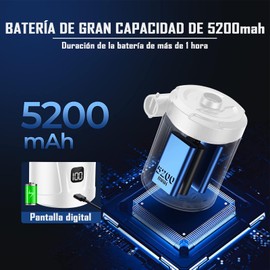 IOPDXZW Bomba de Aire Recargable, 5200 mAh Bomba para inflar colchones, Bomba de colchón de Aire con 4 boquillas y visualización LED para Piscina, Botes de Remo, Camping, Juguetes Inflables