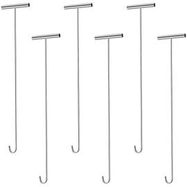 Zonon 6 Pack 31" 5th Wheel Pin Puller Solid Steel Chrome Plated Fifth Wheel Pin Puller Heavy Duty Portable Type Lifting Hooks for Pulling Storm Drain Manhole Covers, J Hook