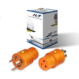 NAT Heavy Duty 30 amp Plug 30 amp 110 Adapter Twist Lock Adapter, 100% Copper Wire, 30A to 15A Adapter, L5-30P to 5-15R/5-20R, LED Indicator, 2500W, 10AWGX3C for Yacht Navigator