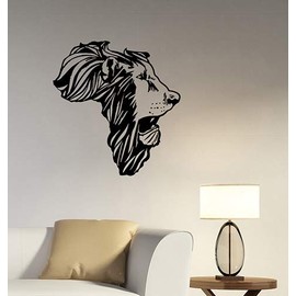 Lion Head Africa Map Wall Decal African Animal Vinyl Sticker Geography Art Decorations for Home Living Room Bedroom Decor afm1