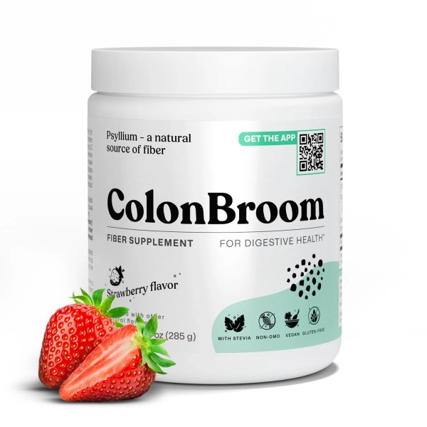 ColonBroom Psyllium Husk Powder Strawberry - Colon Cleanse for Bloating