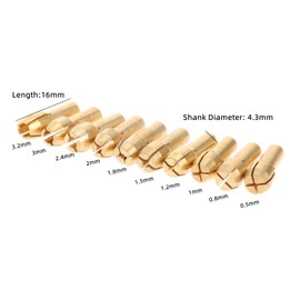 dophee 10Pcs 0.5-3.2mm Brass Collet Nut Adapter, Shank Dia 4.3mm Collet Chucks Replacement for Dremel Durable Drill Rotary Tools