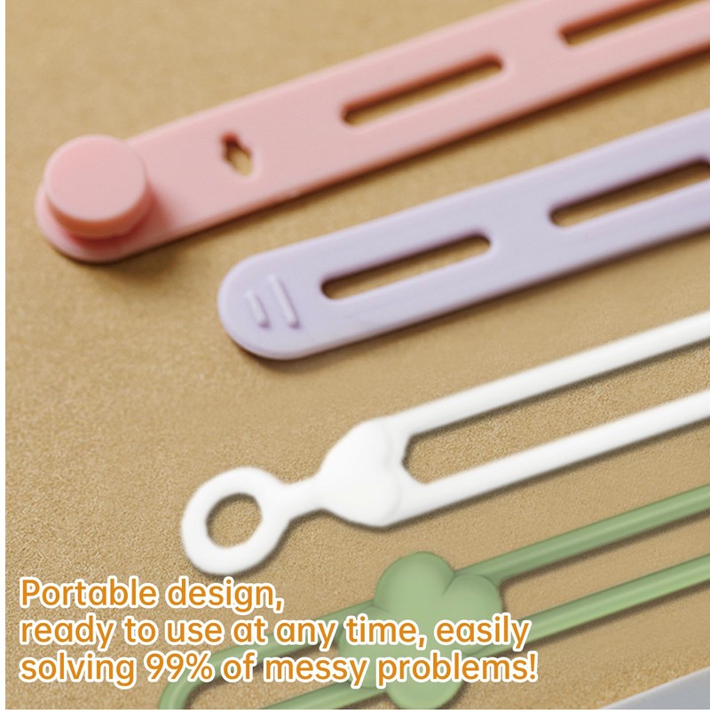 YANGMUM 24pcs Silicone Cable Ties Reusable, Cord Organizer, 4 Styles