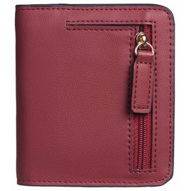 Gostwo Womens RFID Blocking Small Compact Bifold Luxury Genuine Leather Pocket Wallet Ladies Mini Purse with ID Window(Red Deep)