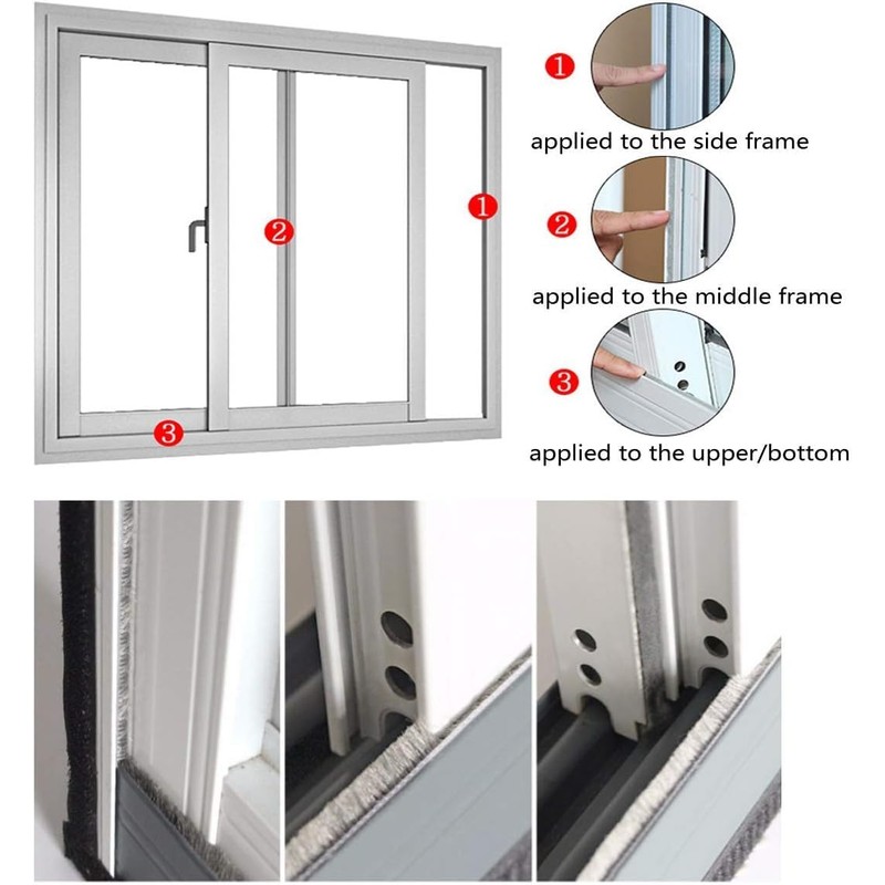 NNICEHTS Brush Weather Stripping for Sliding Windows/Doors Frame Side,Window Sealer
