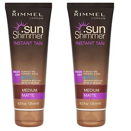 2 X Sunshimmer Water Resistant Instant Tan Wash Off Matte - Medium