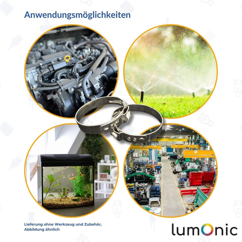 Lumonic I 20 x 1-Ear Clamps 7.3-9.0 mm I V2A