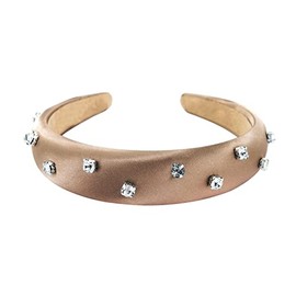 axy Headband with Fabric Padded and Gemstones - Women's Headband Hair Accessories HRK2BS (Brown)