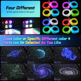 4 Colors 32W Twinkle Starlight Headliner Kit for Car Home with APP&RF Remote,RGBW 650pcs*0.03in*13.1ft Cables Fiber Optic Star Sky Roof Lights,4 Port Engine Sound Activated Ceiling Star Lights for Car