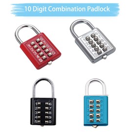 10 Digit Push Button Combination Padlock, 1Pc Multi-Colored 5 Digit Locking Mechanism Digital Anti-Theft Security Password Lock Without Key for Locker Drawer Luggage etc.