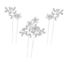 PACKOVE 3pcs Rhinestone Flower Hair Pins Bridal Hair Accessories Wedding Hairpieces for Brides Vintage Style Lightweight Decorative Clips for Prom and Parties