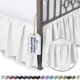 Ruffled Bed Skirt with Split Corners - King, White, 14 Inch Drop Cotton Blend Bedskirt (Available in and 16 Colors) - Blissford Dust Ruffle