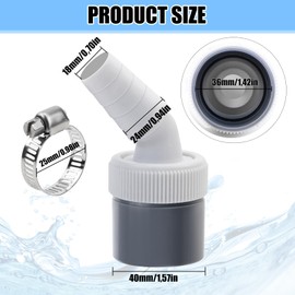 Dishwasher Washing Machine Drain Adapter 1 1/4 Inch Washing Machine Connection Adapter for Pipe Diameter 40 mm, Input Diameter 18-24 mm with Hose Clamp for Dishwasher Tumble Washing Machine
