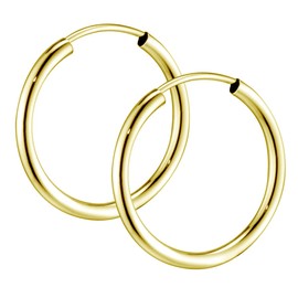 Materia Women's Earrings, Gold Hoop Earrings, Lightweight - 925 Sterling Silver Gold-Plated 15, 20, 30, 40, 47, 60 mm / 2.5 mm wide - Made in Germany, Gold-Plated Silver, gold