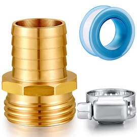 YELUN Solid Brass Garden Hose Repair kit Connector with Clamps 3/4" Barb x 3/4" Male,Fit for Garden Hose Fitting,Male and Female Hose Fittings
