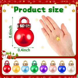 Jansun 180PCS Christmas Mini Balls Ornaments Multicolour Imitation Pearl Pendants Miniature Xmas Tree Hanging Decorations Small Vintage Glitter Balls for Holiday Party Indoor DIY Craft Supplies