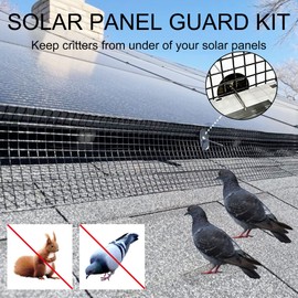 YESON Solar Panel Guard, 8in X 100ft PVC Coated Critter Guard Roll Kit for Solar Panel Wire Screen, Black Pigeon Barrier Netting with 120 Fastener Clips, Cutting Scissor, Gloves