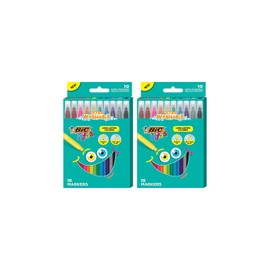 BIC Kids Ultra Washable Markers, Medium Point, Assorted Colors, 20/Pack (BKCM20-AST)
