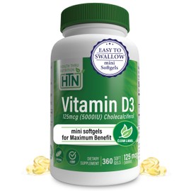 Health Thru Nutrition Vitamin D3 5000iu 360 Mini Softgels for Maximum Benefit Year Supply | 125mcg Cholecalciferol | 3rd Party Tested | Non-GMO USP Grade in Organic EVOO | Immune Health Support