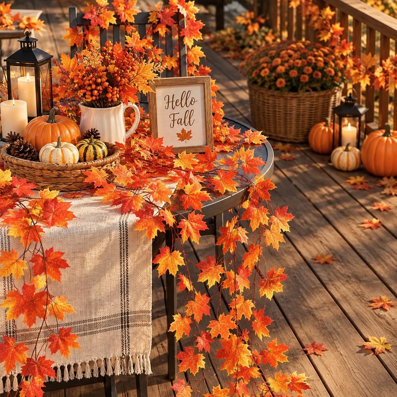 12 Pack Autumn Fall Leaf Garland, 84ft Hanging Fall Vines