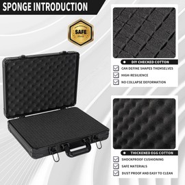 17 Inch Carrying Case With Customizable Pre-Diced Foam, Aluminum Alloy Sturdy Build, Ideal for Microphone, Equiment, Camera, Tools, Recorder, etc