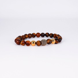 Pulsera Piedra Ojo De Tigre con Esfera de Zirconia para hombre