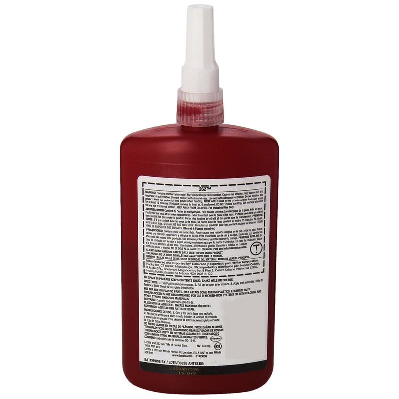 Loctite 135375 Red 262 High Strength Thread Locker, 300 Degrees