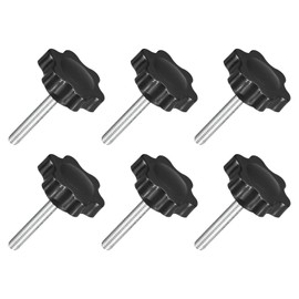sourcing map 6Pcs M4 x 25mm Star Knobs, Plastic Hex Shaped Clamping Knob Screw Hand Tightening Replacement Knob for Umbrella Base Replacement knob