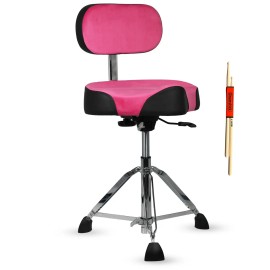 Drum Throne Adjustable 25 Inch With Backrest Padded Airlift Metal Drummer Stool Musical Instrument Accessory BlackColor: Cherry Color