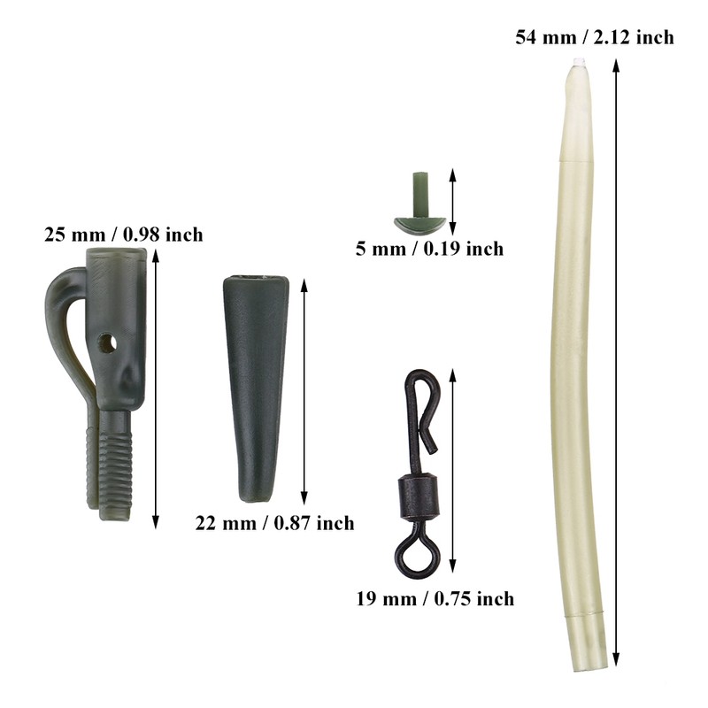 Carp Fishing Tackle Set Safety Lead Cips Tail Tubes Sleeves