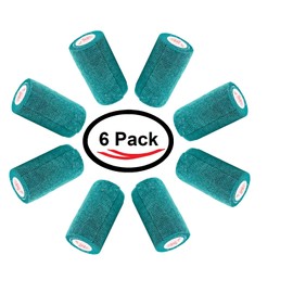 3" Vet Tape Wrap Bulk, Self Adherent Wrap Tape, Self Adhering Stick Bandage, Self Grip Roll - Black, Blue, Brown, Fuchsia, Hunter Green, Neon Green, Neon Pink, Purple, Red, Teal, White, or Assorted Colors (3" inches Wide x 15' Feet Long) (6 Rolls 12 Roll