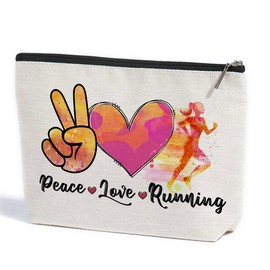 Running Gifts Women Running Makeup Bag Graduation Mothers Day Birthday Cross Country Running Gifts Runner Gifts for Women Female Sports Gym Lover Coach Marathon Lovers Daughter Sister Cosmetic Bag