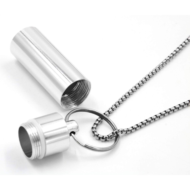 XP Design Portable Pill Case Necklace Pendant Keychain Aluminum Stainless