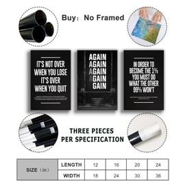 Set of 3 inspirational Wall art, Chalkboard motivational Wall art,Classroom Teens Bedroom Office,AGAIN,AGAIN,AGAIN Unframed 8x12in