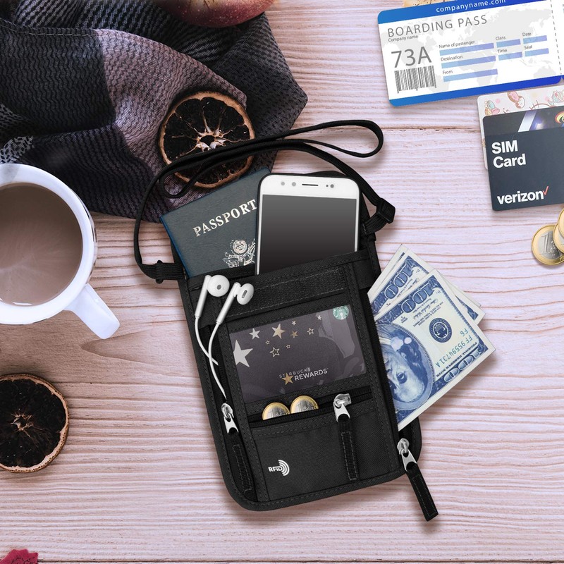 WALNEW Passport Holder Neck Pouch Travel Wallet for Women and
