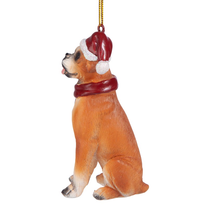 Design Toscano JH576303 Boxer Holiday Dog Ornament Sculpture, Multi-Color