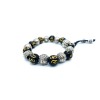 black and silver elastic bracelet bead mala Buddhist meditation letter
