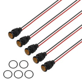 PATIKIL 12mm Yellow Signal Indicator Lights, 5 Pack AC/DC 12-24V Panel Mount Waterproof Warning Lamps for Industrial Electrical Car Motorcycles Boats Directional Dash Light, Black