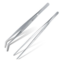 Pack of 2 Kitchen Tongs, 30 cm Cooking Tongs, Barbecue Tweezers, Stainless Steel, Curved Tweezers, Roasting Tongs, Meat Tongs, Meat Tongs for Grilling, Baking, Serving, Kitchen Tongs, Kitchen Tools