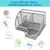 Desk Organiser, Mesh Metal Office Shelf with Pen Holders &