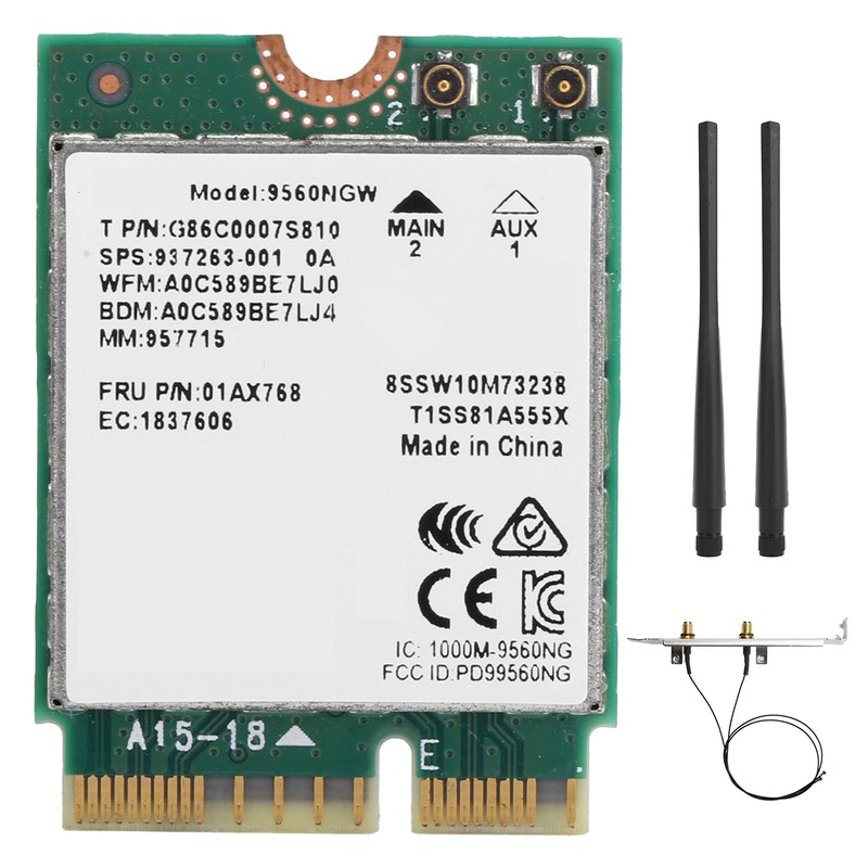 Wireless Network Card Bluetooth5.0 802.11ac M.2 Wifi Adapter with Antenna
