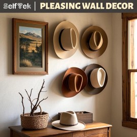 Selftek 2.9 Inch Cowboy Hat Rack for Wall - 8 Pack Hat Hooks & Holder Hanger Heavy D