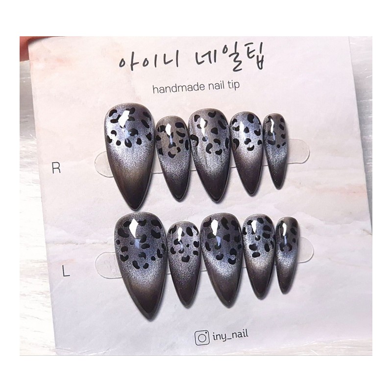 [In-store special discount]Geek chic black leopard print magnetic gel handmade