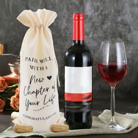 New Beginnings Congratulations Champagne Wine Bag for Friend, Coworker, Boss - New Job, Chapter Gifts - Wine Gift Bag for Mom, Dad, New House, Wine Lovers