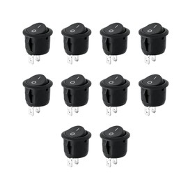 JZK 10 PCS AC 6A 250V 10A 125V SPST 2 Pin Rocker Switch Toggle ON/OFF KCD1, Round ON-OFF Power Button Switch for Car Boat Motorcycle Caravan Homehold Application