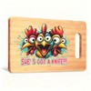 Koesus Funny Shocked Chicken Cutting Board, Chicken Lover Lady Mom