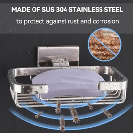 SEIDO Soap Dish for Shower Wall, 304 Stainless Steel Soap Dish, Wall Mounted Soap Dish Bathroom & Kitchen Dish Soap Tray Shower Soap Holder