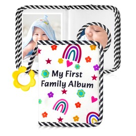 BOHEMIABY BOHEMIABY Baby Photo Album, My First Family Photo Album for Baby Holds 17 4 x 6" Pictures, Rainbow Toddler Photo Album with Safety Mirror, Soft Baby Books