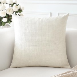 Artscope 1er Set Kissenbezug Einfarbig Wurfkissenbezug Leinen Kissenbezüge 60x60cm Moderne Dekokissen Kissenhülle Set Kissen Fall für Sofa Schlafzimmer Zuhause Dekor, Creme Weiß